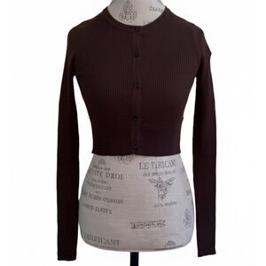 All The Ways Brown Ribbed Button-Up Cardigan Size Extra Small New With Tags!